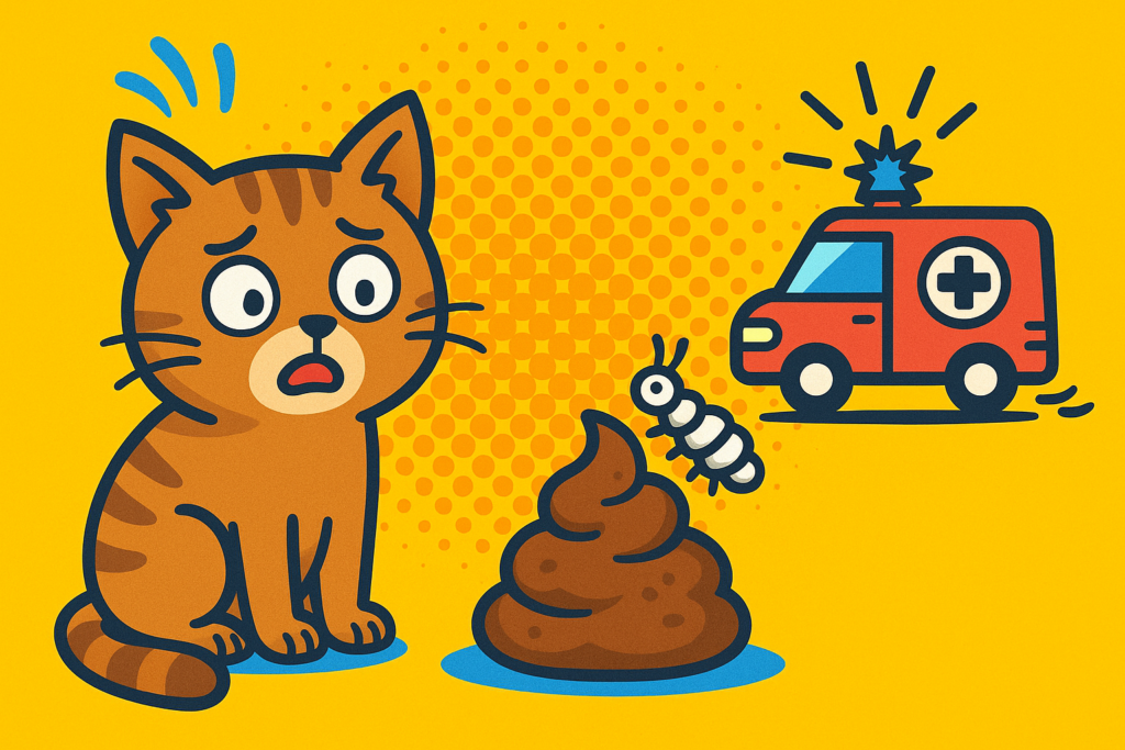 猫のうんちに白い虫！夜間救急は必要？虫嫌いでもできる「今夜の対処法」と保存術