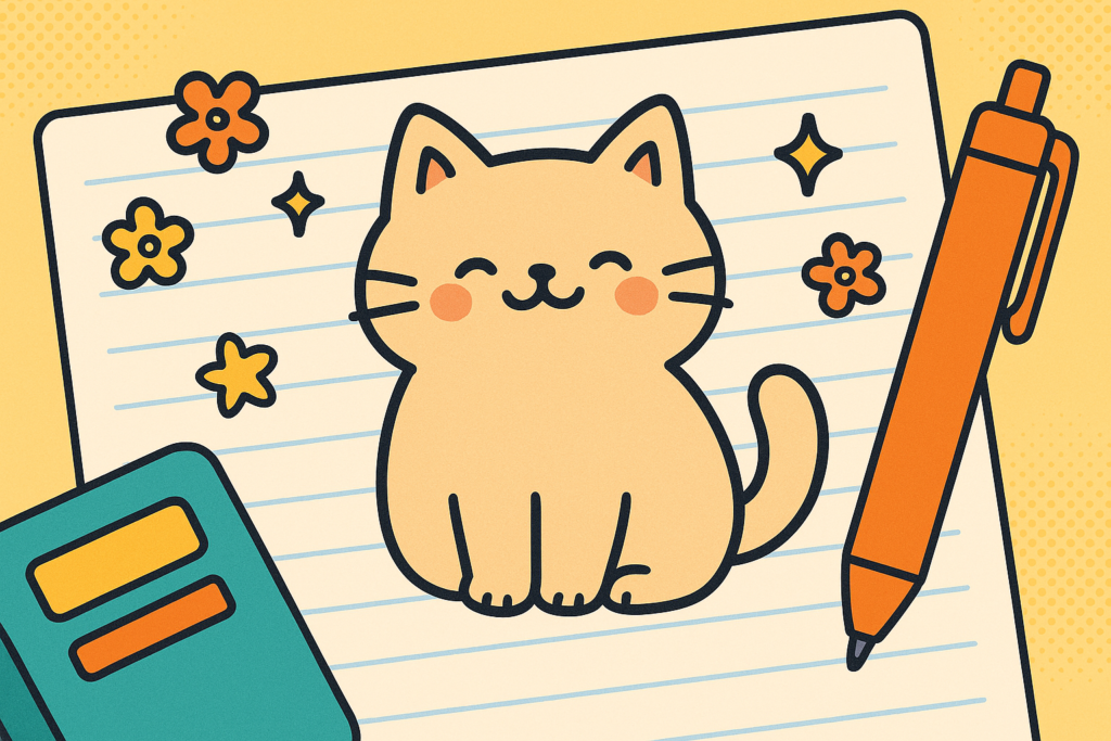 絵心ゼロでも3秒！ボールペン1本で失敗しない「ゆるかわ猫」の描き方【手帳デコ】